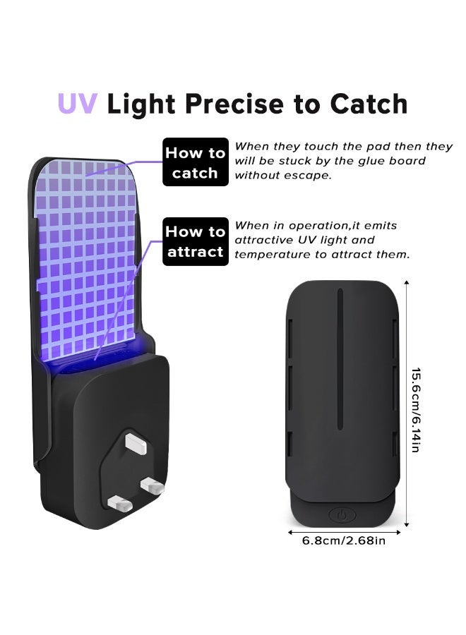ناكسي فلاي قابس داخلي لقتل البعوض، مع مصباح ليلي UV قابل لتعديل السطوع لفخ البعوض وصائد الذباب، فخاخ ذباب الفاكهة للذبابة الصغيرة، العثة، البعوض، مناسب لكل جزء من المنزل (عبوتان، أسود) - Image 5